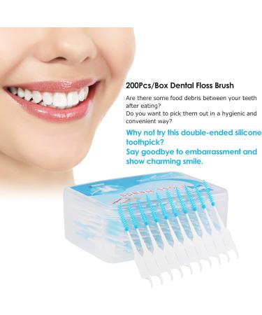 200 PCS Soft Silicone Double-Sided Toothpicks - Box Dental Brush Stick for Mouth Care | 6 Sets Kitchen Utensils - Blue - Buy Online on GoSupps.com
