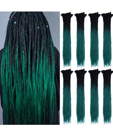 24" Dreadlock Extension Ombre For Hip-Hop Synthetic Heat Resistant Faux Locs Dread Reggae Extension Twist Braiding Faux Locs Crochet For Man Women(10strands/2packs,black to dark green) 10 strands/2packs black to dark green