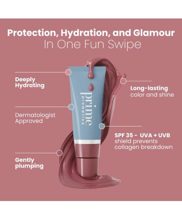 PRIME PROMETICS PrimeLip SPF 35 Lip Oil for Mature Women UVA & UVB Shield Intense Long-Lasting Hydration Vibrant Color & Non-Sticky Shiny Gloss (Nude Rose) - Buy Online on GoSupps.com