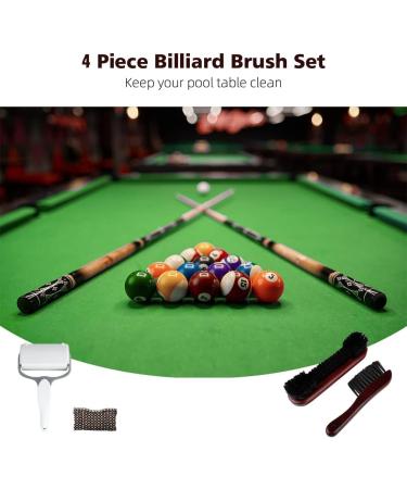 4 Pack Billiard Pool Table Brush Set with Wooden Handles - Rail Brush, Lint Roller, and Cue Cloth - Cleaning Accessories - Buy Online on GoSupps.com