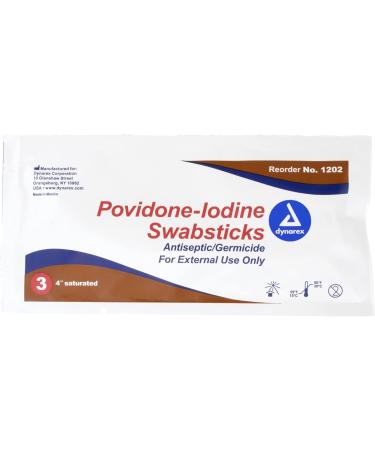 Dynarex Povidone Iodine Swabsticks - Antiseptic Skin Preparation - 25 Foil Packets - Buy Online on GoSupps.com