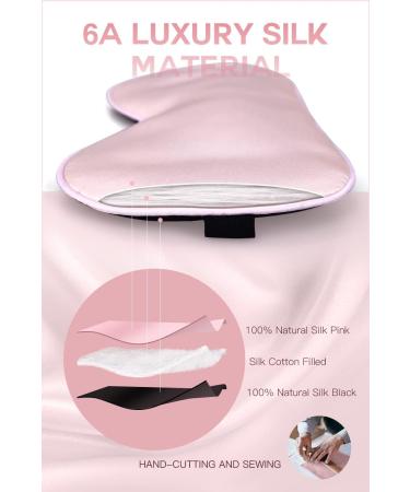 22 Momme 100% Pure Mulberry Silk Pink Sleep Mask | Adjustable Headband | Anti-Allergy | Natural Silk Eye Mask | Perfect Gift for Men and Women - Buy Online on GoSupps.com