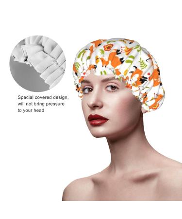 Fox Reusable Waterproof Shower Caps for Women - Double Protection PEVA Lining Hair Cap - Elastic Color 4 - Buy Online on GoSupps.com