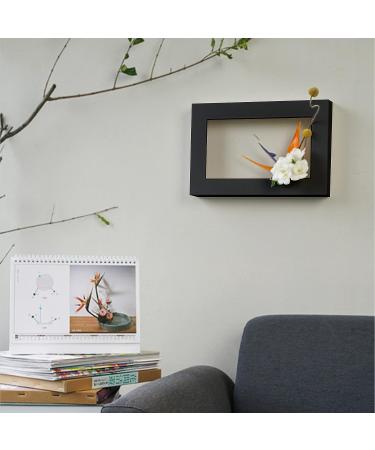 Floral Arranging Vase Set: Black Rectangle Photo Frame Shaped Plastic Ikebana Vases with Flower Frog - Ideal for Ikebana Floral Art Home Decor - Buy Online on GoSupps.com