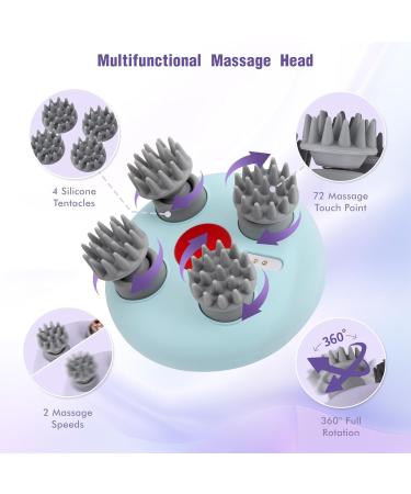 Electric Head Massager - 2 Speeds 360 Rotation Relaxing Scalp Massage Device for Cats - Blue - Buy Online on GoSupps.com