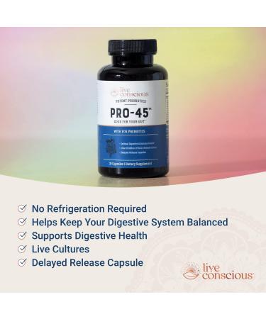 PRO45 Clinical Grade Probiotic Formula - 45 Billion CFU, 11 Patented Strains - Dairy Free, Delayed Release Veggie Caps - 30 Capsules for Immune and Digestive Health - Buy Online on GoSupps.com