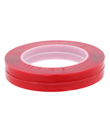 NUOBESTY 2 Rolls Transparent Double-sided Tape Double Sided Tape Clear Nail Stand for Press on Press on Nail Tape Nail Display Holder Clear Tape Red Color Card No Trace No Substrate Acrylic