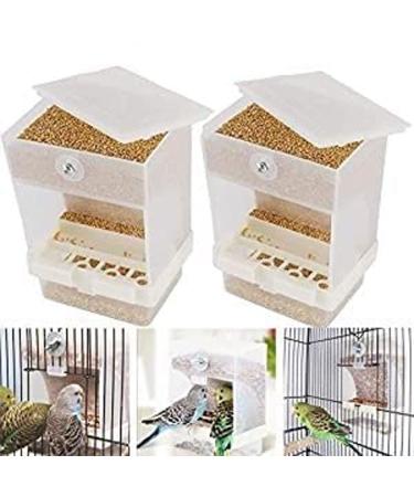 Parrot Automatic Feeder,No-Mess Bird Feeder,Cage Accessories for Budgerigar Canary Cockatiel Finch Parakeet Seed Food Container by Old Tjikko 2pc Screw-Fixed Bird Feeder