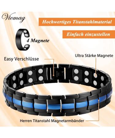 Vicmag Lymphatic Drainage Mantnetarmbon Men Titanstahl Magnet Double-Row Ultra-Strength Magnets | Adjustable with Gift Box - Blue Line - Buy Online on GoSupps.com