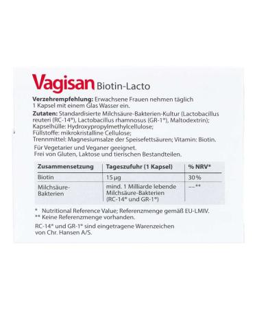 Vagisan Biotin-Lacto Capsules - 30 Capsules for Hormonal Balance & Intimate Health - International Shipping Available - Buy Online on GoSupps.com