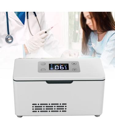 ALSUP Insulin Cool Box Medicine Fridge Electric Cooler Portable Travel Box Thermostat 2-8 Degrees with Insulin Interferon Growth Hormone Vaccine Eye Drops for Summer Travel Work/White 1cell