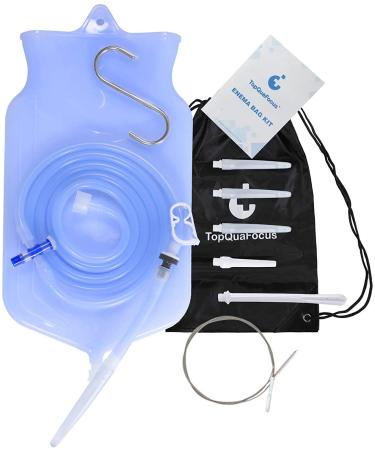 Topquafocus Knlistier bags kit for the intestinal cleaning coffee inlet kit reusable 2l clear enema bag 2m long silicone hose BPA and phthalat-free