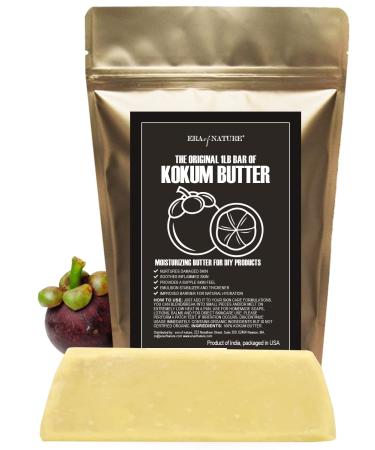 era of nature Pure Kokum Butter Bar  Unscented Kokum Block  Use as Body and Hair Butter  Nourishing Ingredient for Homemade Body Butter  Soap  Lotion Bar and More  16 oz