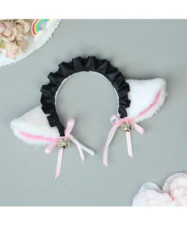 blispring Handmade Furry Ears Headband Plush Hairband Role Play AnimeCostume Headdress Female Teens Cosplay Headgear Accessories White and Black - Buy Online on GoSupps.com