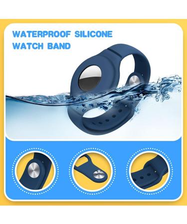 VEGO Kids AirTag Bracelet 2+4 Pack: Silicone Watch Bands + Anti-Scratch Films in Dark Blue & Blue Gray - Buy Online on GoSupps.com