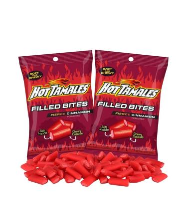 Hot-Tamales Candy with Fierce Cinnamon Flavor Candy Snacks Filled Ropes Soft and Chewy 85grams (Pack of 02)