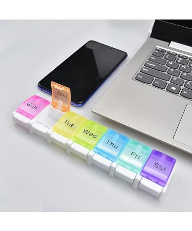 NOVOMED+ Pill Box 7 Day 2 Times a Day Easy to Open Pill Organiser with Push Tab Open Medicine Storage Box with Large 14 Compartments Tablet Organiser to Hold Vitamins and Medication (Double Straignt) - Buy Online on GoSupps.com