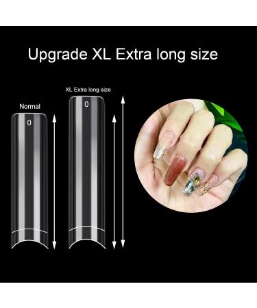 500pcs XL Clear Half Cover Square Nail Tips for Nail Salons and Home DIY Nail Art - Long Acrylic Straight False Nails - Buy Online on GoSupps.com
