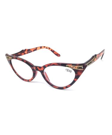 Reading glasses 50s ladies plastic frame with diopters Dawnzen Leopard +3.00