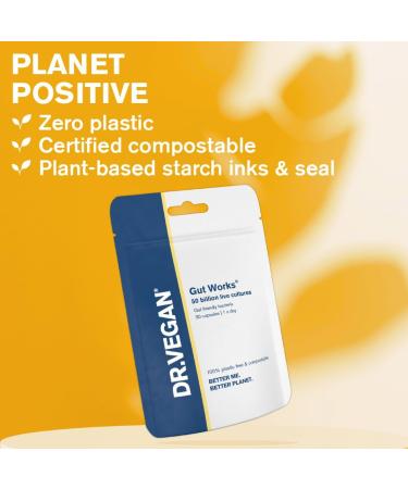 Dr. Vegan Gut Works: 50bn Live Cultures | Pre & Probiotic | 30 Vegan Capsules | One-A-Day | 6 Clinically Studied Strains - Buy Online on GoSupps.com