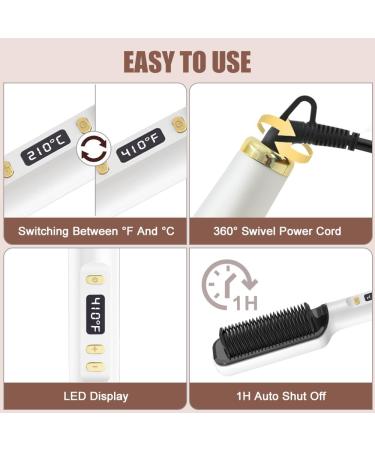 Swagon Anion Hair Straightener Brush - Negative Ion Styling Comb with LED Anti-Scald & Auto-Off - 30 Temp Settings for Home & Travel - Purple - Buy Online on GoSupps.com