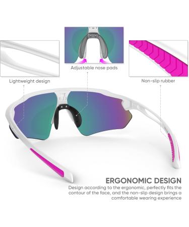 Snowledge Polarized Sports Glasses for Men & Women - Cycling Motorcycle & Outdoor - UV400 Protection Wind Resistant TR90 Frame (White-Revo Red) - Buy Online on GoSupps.com