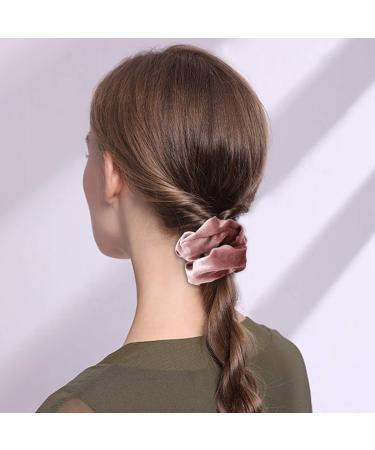 Jaciya Velvet Scrunchies Set - Soft Elastic Hair Bands for Women in Pink, Blush, Mauve & Beige - Buy Online on GoSupps.com