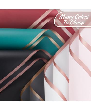 LEMEOSO 20 Sheets Flower Wrapping Paper with Ribbon | Waterproof Floral Bouquet Supplies for Wedding, Birthday & DIY Crafts | 22.8x22.8 Inch (Pink) - Buy Online on GoSupps.com