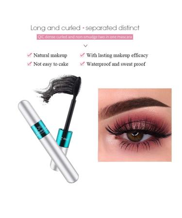 QIC 2 in 1 4D Dual Brush Silk Fiber Lash Mascara - Waterproof, Smudge-Proof & Hypoallergenic - Thickening, Lengthening & Long-Lasting - Very Black Eyelash Curling Formula - Buy Online on GoSupps.com