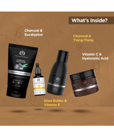 Buy The Man Company Face in Point Facial Kit | Vitamin C Serum Charcoal Wash & Moisturizing Cream for Men - Soft & Supple Skin Gift Set - Buy Online on GoSupps.com