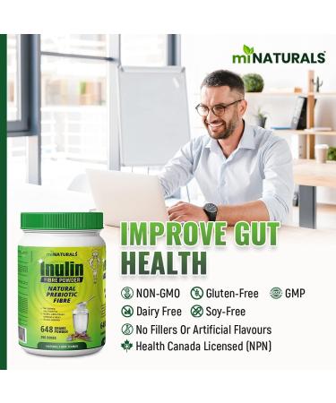 Pure Inulin Fiber Powder Natural Prebiotic Fibre Supplement Clear and Taste Free Increases good bacteria Chicory Root - 250 DOSES - 648 grams - by miNATURALS - Buy Online on GoSupps.com
