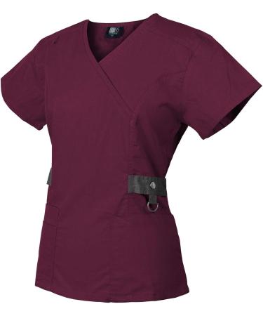 Medgear Women's 12-Pocket Scrub Set | Silver Snap Detail | Burgundy | Medium - Buy Online on GoSupps.com
