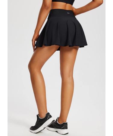 Baleaf Women's High Waisted Tummy Control Tennis Skort with Shorts Pockets - Black, Large - Buy Online on GoSupps.com