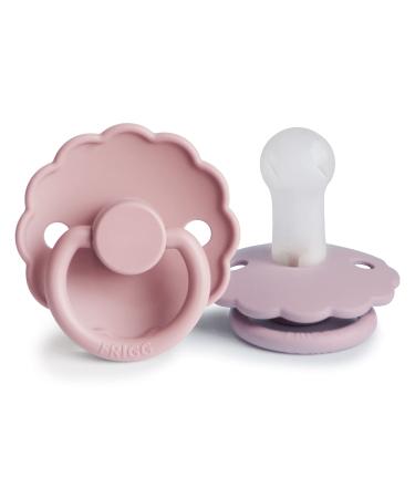 FRIGG Daisy SilkySoft Silicone Baby Pacifier | Made in Denmark | BPA-Free (Baby Pink/Soft Lilac  6-18 Months)