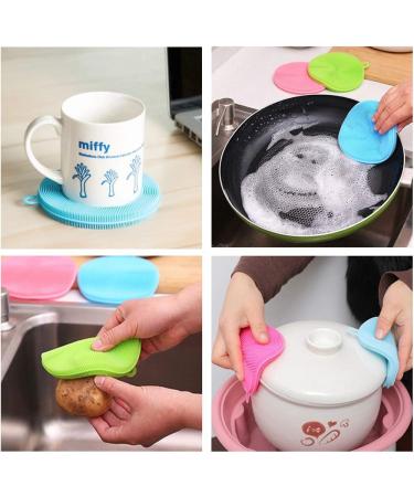 Kaxich Silicone Scrubber Sponge Dishwashing Brush Food Grade Wash Cloth Dish Towel for Kitchen Pot Pan Dish Bowl Fruit Vegetable Insulation Pad Cup Coaster Car Washer (6 Pack) - Buy Online on GoSupps.com