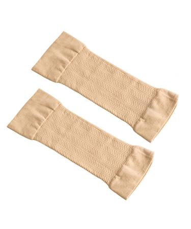 2 Pairs Arm Slimming Shapers for Women Upper Arm Compression Sleeve Shaper Arm Wraps for Flabby Arms Helps Shape Upper Arms Idear of Weight Loss Arms Sleeve Beige