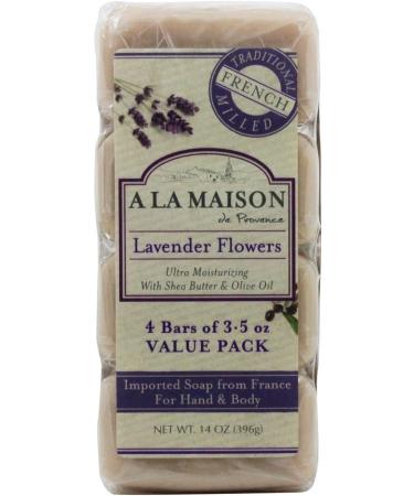 A La Maison de Provence Hand & Body Bar Soap Lavender Flowers 4 Bars 3.5 oz (100 g) Each - Buy Online on GoSupps.com