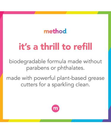 Method Liquid Dish Soap Refill Plant-Based Dishwashing Liquid that Cuts Through Tough Grease for a Sparkling Clean Clementine Scent 36 Fl. Oz - Buy Online on GoSupps.com