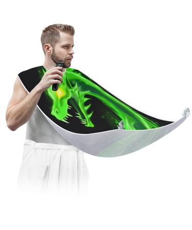 Fire Dragon Beard Bib Apron Beard Hair Catcher for Men Shaving Fathers Day Anniversary Christmas Gifts for Dad Husband Beard Bib with 2 Suction Cups