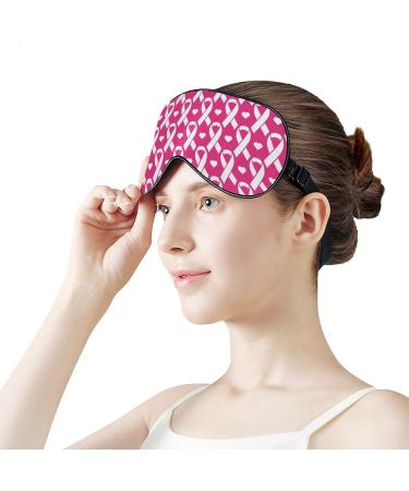 Pink Ribbon Breast Cancer Sleep Mask - Adjustable Strap Eye Cover for Men and Women - Ideal for Travel, Night, and Nap - Light Blocking Blindfold - Buy Online on GoSupps.com