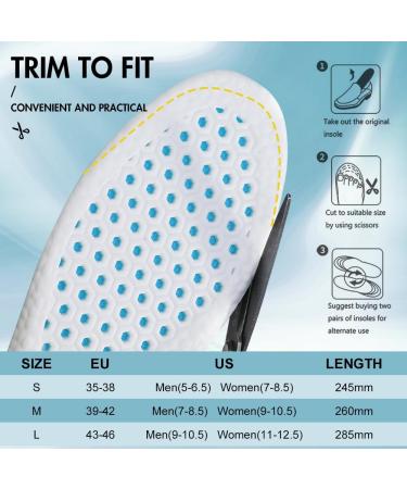 XINIFOOT 3 Pairs Breathable Shock Absorption Insoles for Men & Women | Soft Running Shoe Pads Replacement | Fit Sizes Men 9-10.5 / Women 11-12.5 - Blue - Buy Online on GoSupps.com