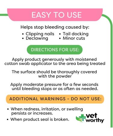 Vet Worthy Styptic Powder for Dogs and Cats - Stop Bleeding Fast! - Buy Online on GoSupps.com