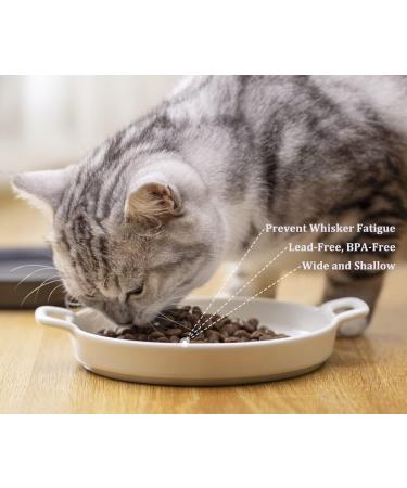 BiteKing Ceramic Cat Bowl - Whisker Fatigue Relief Dish for Cats - Shallow Wide Feeding Plate for Kittens - 2 Pack (Dark Green & White) - Buy Online on GoSupps.com