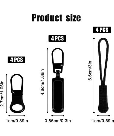 12 Pieces Zipper Spare - Removable Metal & Plastic Zipper Pulls for Jackets & Jeans | Zip Tapper Cord Extensions (3 Designs) - Buy Online on GoSupps.com