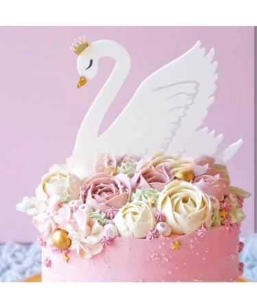 Swan Cake Topper Diy Acrylic Crown Cupcake Topper for Birthday Wedding Party Cake Decorations White - Buy Online on GoSupps.com