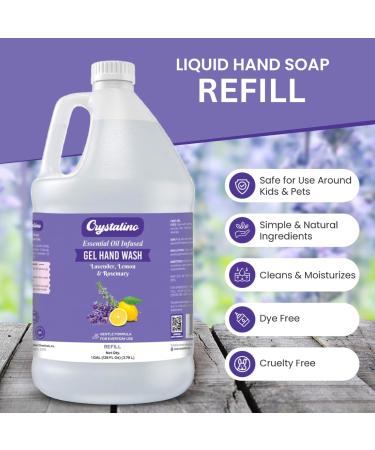 Crystalino Lavender Essential Oil Gallon Liquid Hand Soap Refill (1 Gal) Non-Toxic Bathroom Hand Wash Soap Bulk Non-Antibacterial Jabon Para Manos handsoap gallon bulk refill deals  - Buy Online on GoSupps.com