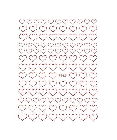 1 PC 2021 Simple Nails Accessories Gold Summer Diy Slider Nail Sticker 3D Love Heart Design(red)