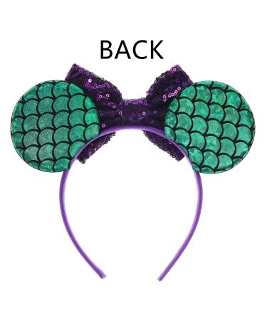 Mermaid Fork Sequin Bow Mouse Ears Headband for Women & Girls - Party Costume Headwear - Buy Online on GoSupps.com
