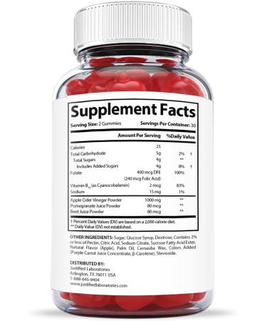 Justified Laboratories Pro Burn Keto ACV Gummies 1000MG with Pomegranate Juice, Beet Root & B12 - 60 Gummies | 30 Servings - Buy Online on GoSupps.com