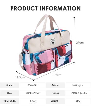 SONARIN Large Capacity Waterproof Baby Changing Bag with Shoulder Strap & Changing Mat - Multi-Function Diaper Tote Satchel for Travel (Color Stitching) - Buy Online on GoSupps.com
